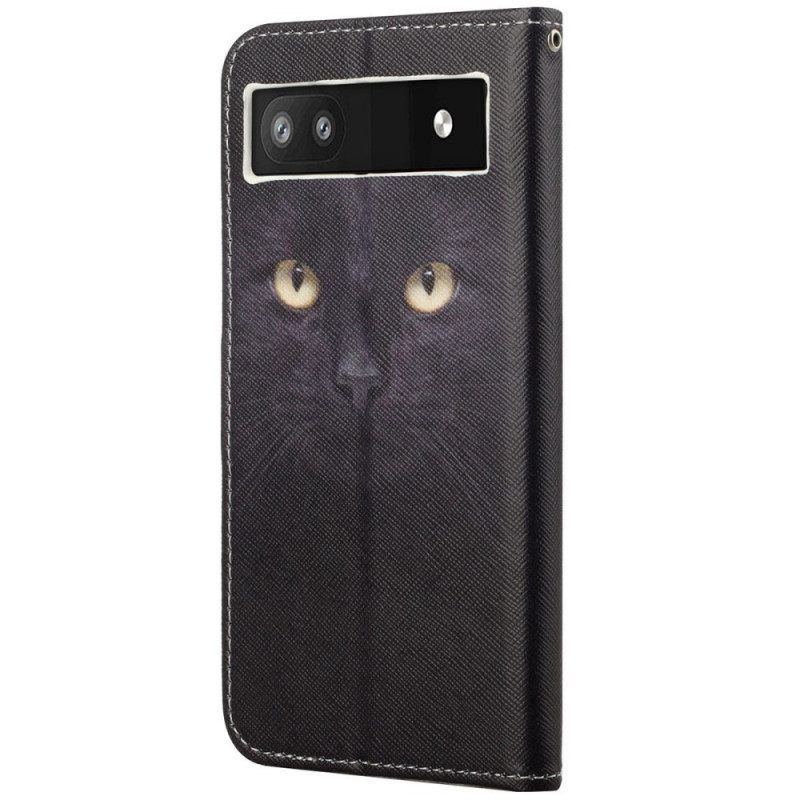 Θήκη Flip Google Pixel 6A με κορδονι Strappy Cat Eyes